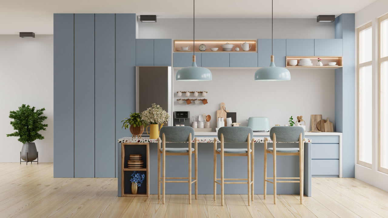 Bright Kitchen Featuring Modern Small Kitchen Remodeling With Layered Lighting And Bold Color Accents